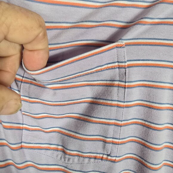 Criquet Men's Polo Shirt Size Large Short Sleeve Lavender Striped - Picture 4 of 10
